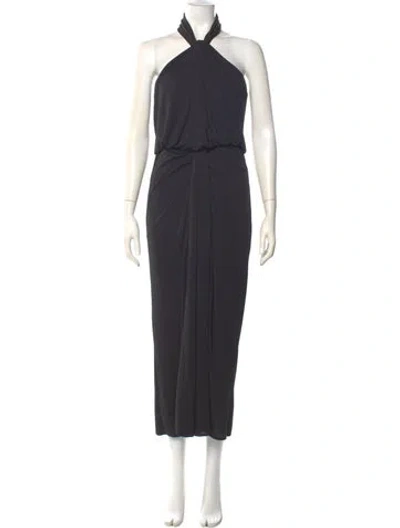Pre-owned Cinq À Sept Halterneck Midi Length Dress In Gray