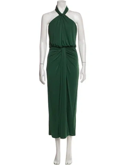 Pre-owned Cinq À Sept Halterneck Midi Length Dress In Green