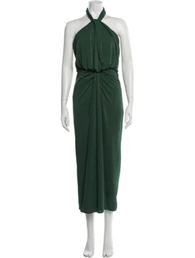 Pre-owned Cinq À Sept Halterneck Midi Length Dress In Green