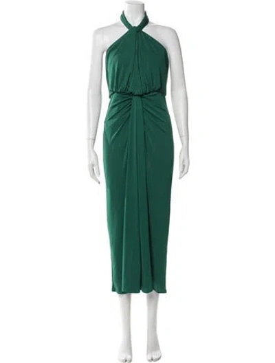 Pre-owned Cinq À Sept Halterneck Midi Length Dress In Green