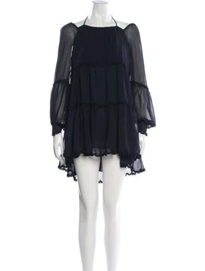 Pre-owned Cinq À Sept Halterneck Mini Dress In Blue