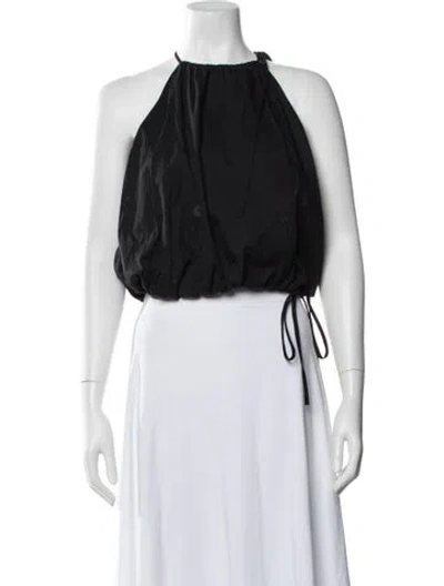 Pre-owned Cinq À Sept Halterneck Sleeveless Crop Top In Black