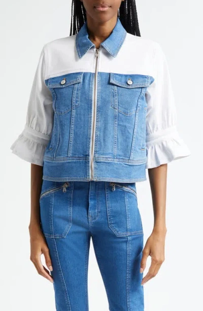 Cinq À Sept Hana Colorblock Denim Jacket In Blue