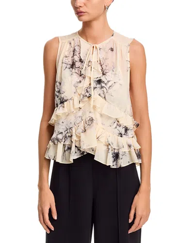 Cinq À Sept Cinq A Sept Hand Sketched Floral Top In Neutral