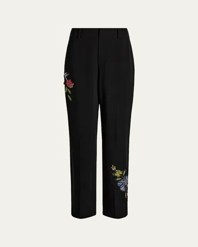Cinq À Sept Harlan Floral Embellished Pants In Black