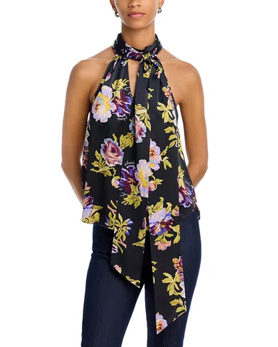Cinq À Sept Cinq A Sept Harlow Silk Halter Top In Black Multi