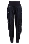 Cinq À Sept Harmony Satin Cargo Jogger Pants In Navy