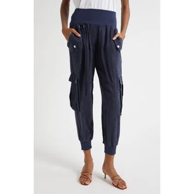 Cinq À Sept Harmony Washed Satin Twill Cargo Parachute Pants In Blue