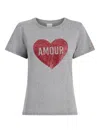 Cinq À Sept Heart-embellished T-shirt In Gray