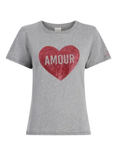 Cinq À Sept Heart-embellished T-shirt In Gray