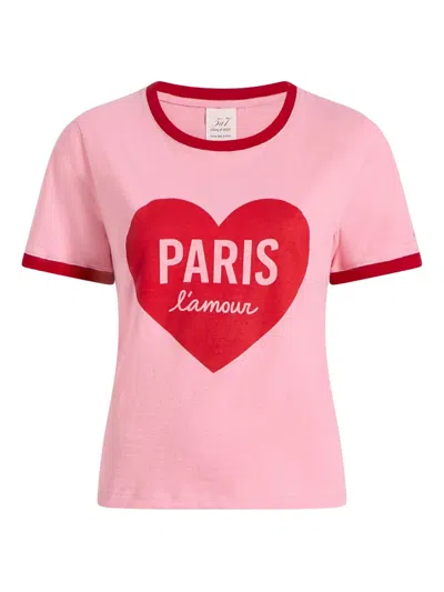 Cinq À Sept Heart-print Cotton T-shirt In Pink