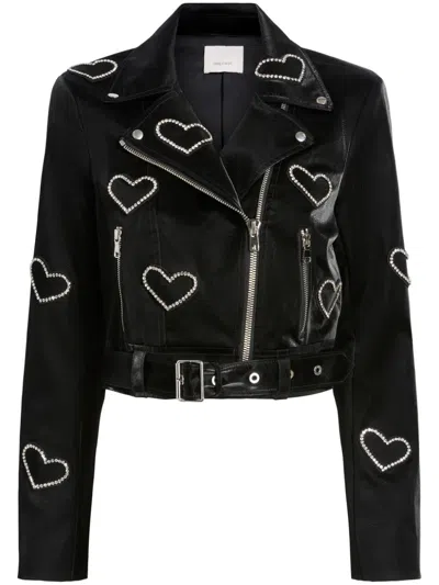 Cinq À Sept Hearts Zoe Jacket In Black/silver
