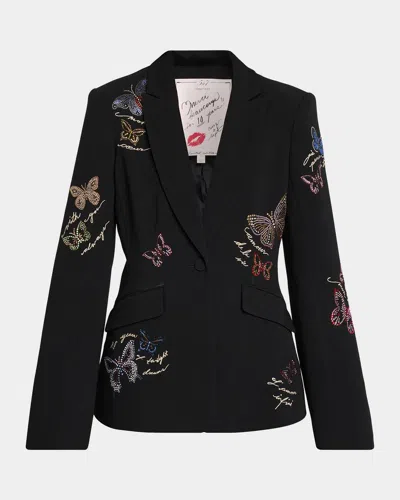 Cinq À Sept Heatset Butterfly Single-breasted Blazer In Black