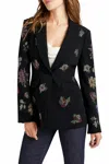 Cinq À Sept Cheyenne Rhinestone Pansy Garden Blazer In Multi