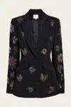 Cinq À Sept Heatset Pansy Garden Cheyenne Blazer In Black Multi