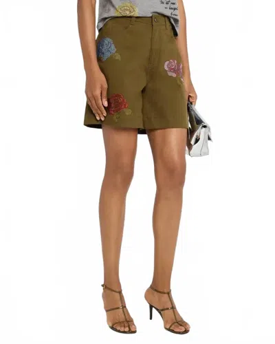 Cinq À Sept Heatset Roses Betsy Shorts In Dark Olive Multi In Green