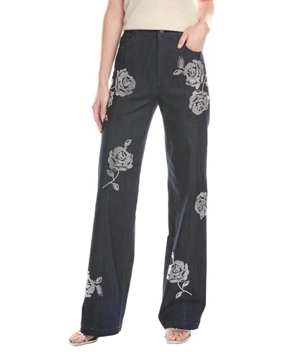 Cinq À Sept Heatset Roses Francine Pant In Black