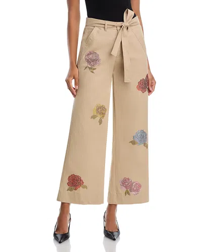 Cinq À Sept Cinq A Sept Heatset Roses Mylah High Rise Jeans In Khaki Multi