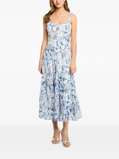 Cinq À Sept Heirloom Petals Marmo Dress In Navy Multi In Transparent