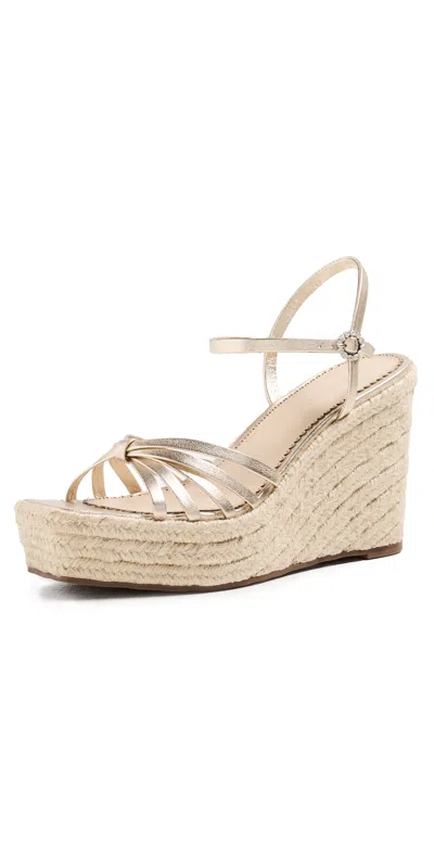Cinq À Sept Helen Metallic Espadrille Wedges Light Gold Metallic