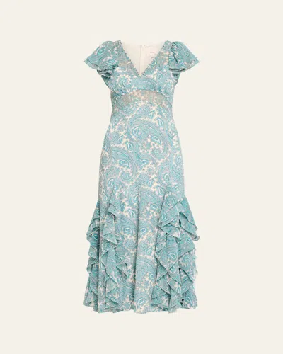 Cinq À Sept Hendrix Paisley Maxi Dress In Blue