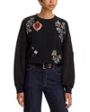 Cinq À Sept Heritage Patch Brandy Pullover Sweater In Black Multi In Black