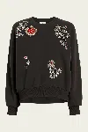 Cinq À Sept Heritage Patch Brandy Pullover Sweater In Black Multi In Black