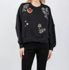 Cinq À Sept Heritage Patch Brandy Pullover Sweater In Black Multi In Multi