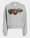 Cinq À Sept Heritage Rose Brandy Embroidered Terry Sweatshirt In Gray