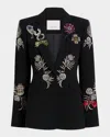 Cinq À Sept Cinq A Sept Heritage Rose Embroidered Blazer In Black