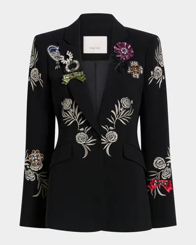 CINQ À SEPT HERITAGE ROSE CHEYENNE EMBROIDERED BLAZER