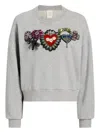Cinq À Sept Heritage Rose Brandy Embroidered Terry Sweatshirt In Gray