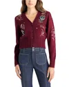Cinq À Sept Cinq A Sept Heritage Rose Embroidered Cardigan In Burgundy
