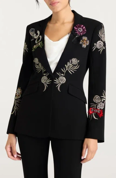 Cinq À Sept Heritage Rose Cheyenne Embroidered Blazer In Black