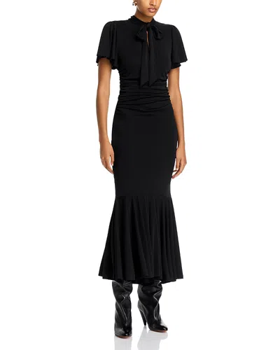 Cinq À Sept Hertha Tie-neck Midi Dress In Black