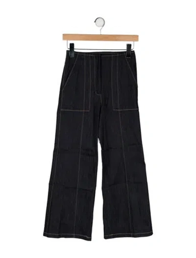 Pre-owned Cinq À Sept High-rise Wide Leg Jeans In Black