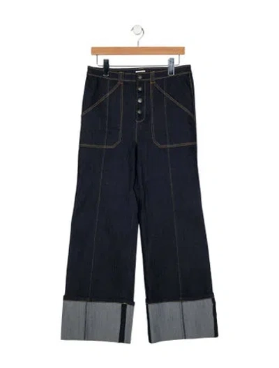 Pre-owned Cinq À Sept High-rise Wide Leg Jeans In Black
