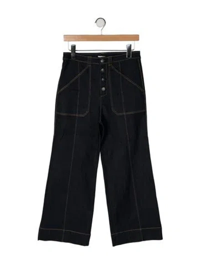 Pre-owned Cinq À Sept High-rise Wide Leg Jeans In Black
