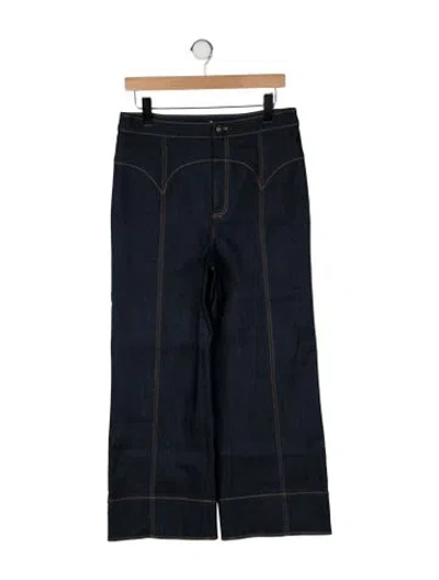 Pre-owned Cinq À Sept High-rise Wide Leg Jeans In Black