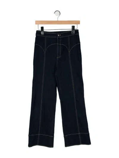 Pre-owned Cinq À Sept High-rise Wide Leg Jeans In Blue
