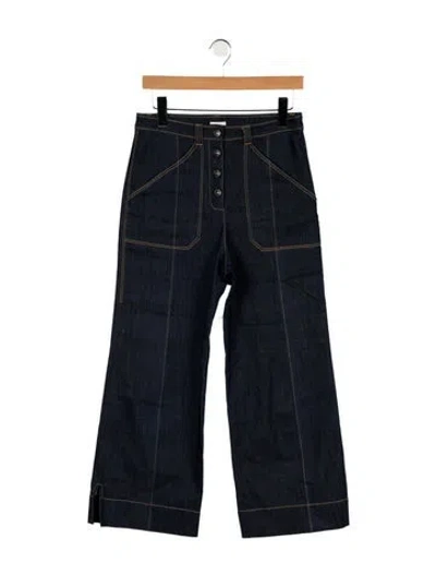 Pre-owned Cinq À Sept High-rise Wide Leg Jeans In Blue
