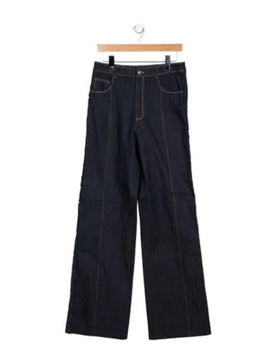 Pre-owned Cinq À Sept High-rise Wide Leg Jeans In Blue
