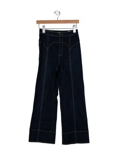 Pre-owned Cinq À Sept High-rise Wide Leg Jeans In Blue