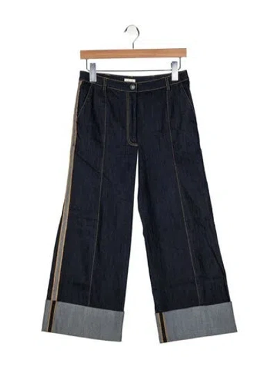 Pre-owned Cinq À Sept High-rise Wide Leg Jeans In Blue