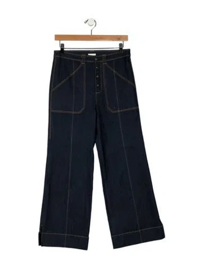 Pre-owned Cinq À Sept High-rise Wide Leg Jeans In Blue