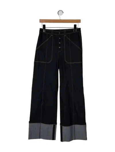 Pre-owned Cinq À Sept High-rise Wide Leg Jeans In Blue
