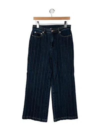 Pre-owned Cinq À Sept High-rise Wide Leg Jeans In Blue