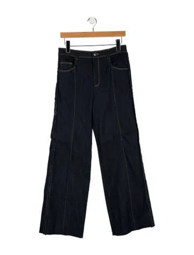 Pre-owned Cinq À Sept High-rise Wide Leg Jeans In Blue