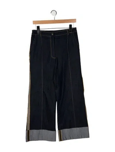 Pre-owned Cinq À Sept High-rise Wide Leg Jeans In Blue