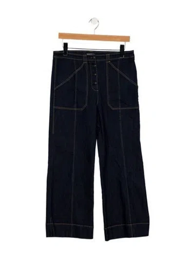 Pre-owned Cinq À Sept High-rise Wide Leg Jeans In Blue